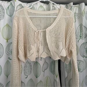 Cupshe Women Crochet Swimsuit 2 Piece Coverup Set